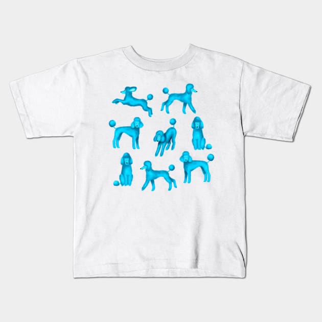 Blue Poodles Kids T-Shirt by illucalliart